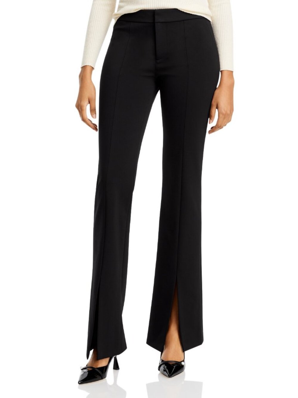 Alice + Olivia Walker Slit Slim Leg Pants Black Size 2 NWOT